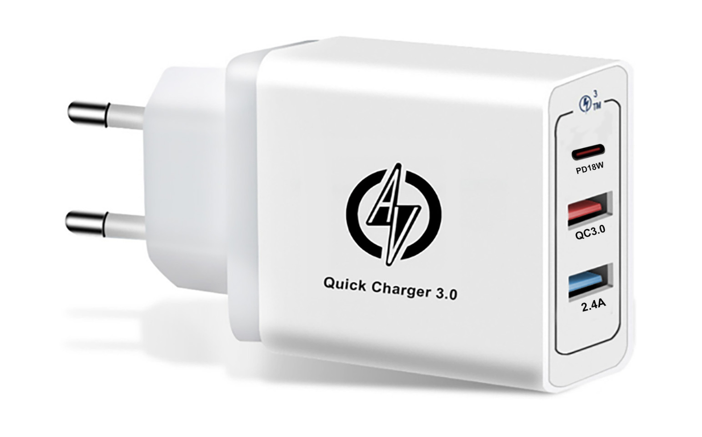 AV Fast Charger 2 x USB A en 1x USB C